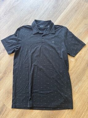 Travis Mathew Black Micro-Print Polo